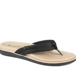 Inblu Lightweight Rubber Toe Post Sandals - Black