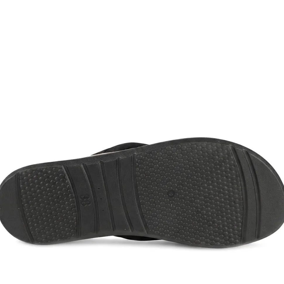 Inblu Lightweight Rubber Toe Post Sandals - Black