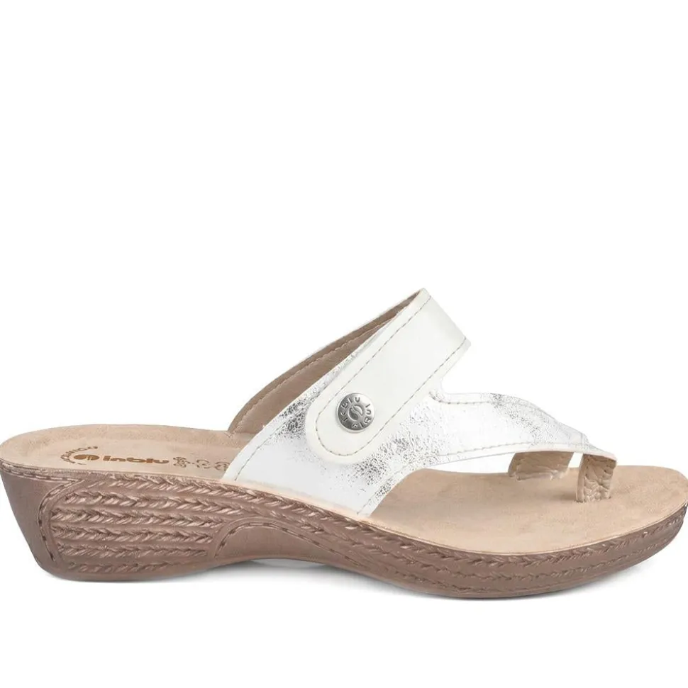 Inblu Touch Fasten Toe Post Sandals - White Multi