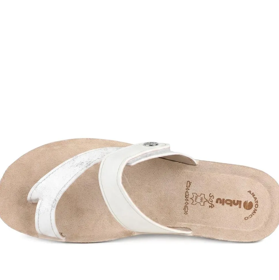 Inblu Touch Fasten Toe Post Sandals - White Multi