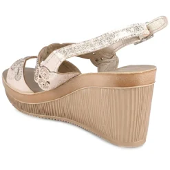 Inblu Wedge Heel Slingback Sandals - Soft Gold