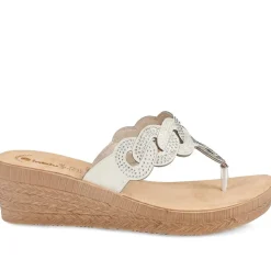 Inblu Wedge Heel Toe Post Sandals - Beige