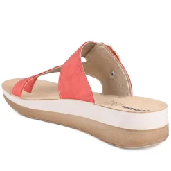 Inblu Wedge Heel Toe Post Sandals - Red