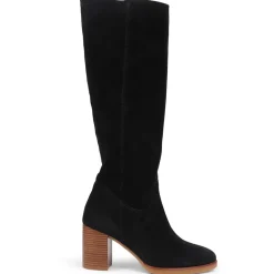 Iona Slouch Suede Knee Boots - Black Suede