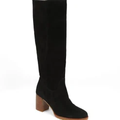 Iona Slouch Suede Knee Boots - Black Suede