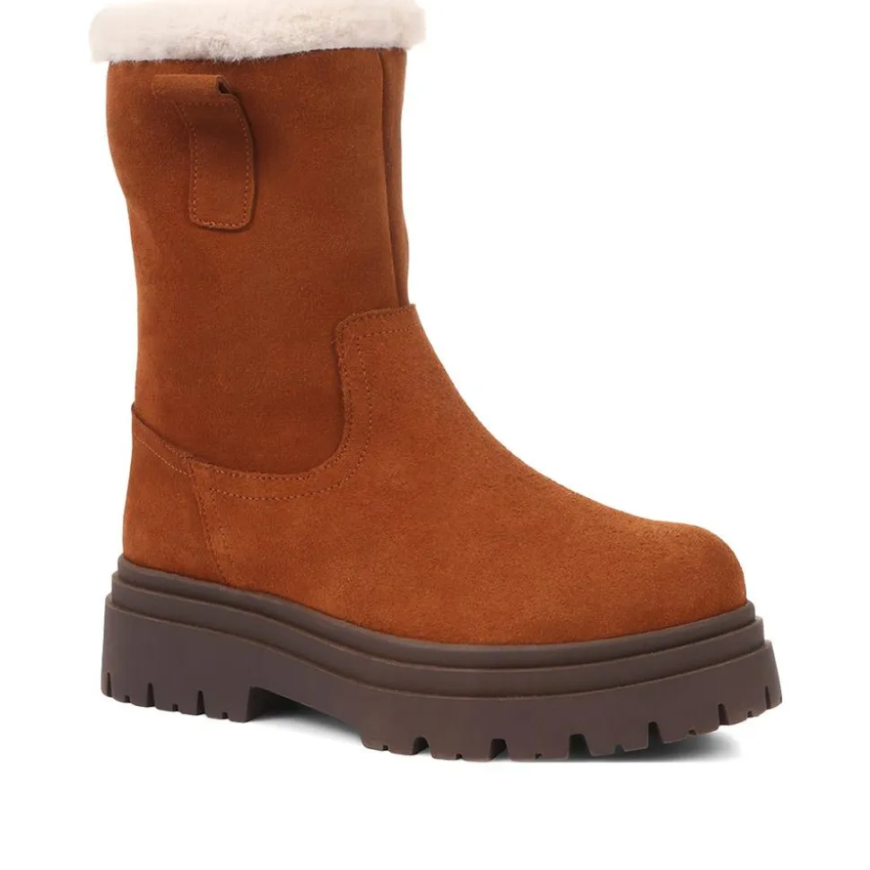 Isabetta Chunky Suede Boots - Tan