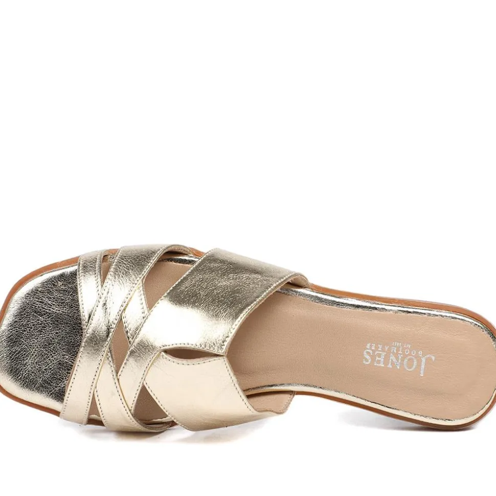 Isa Leather Slip On Sandals - Gold Leather