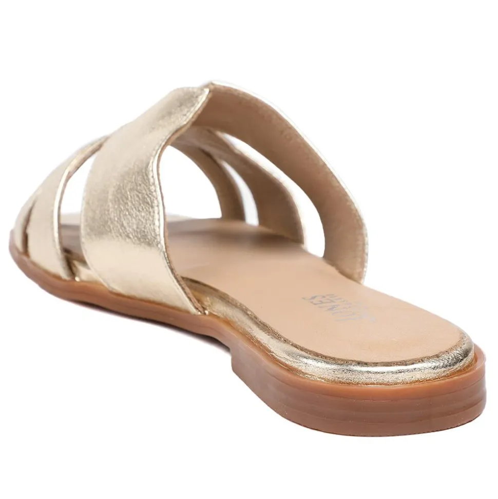 Isa Leather Slip On Sandals - Gold Leather
