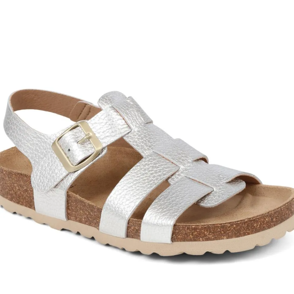 Jean Leather Sandals - Silver