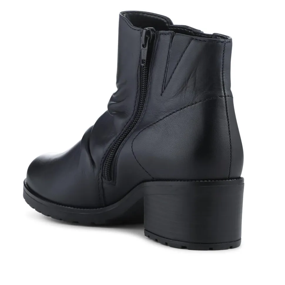 Jenna Gabor Wide Fit Leather Heeled Boots - Navy