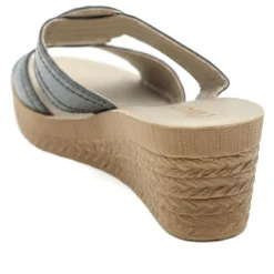 Jewelled Wedge Heel Mule Sandals - Black