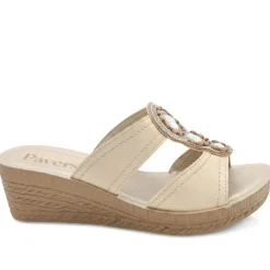 Jewelled Wedge Heel Mule Sandals - Gold