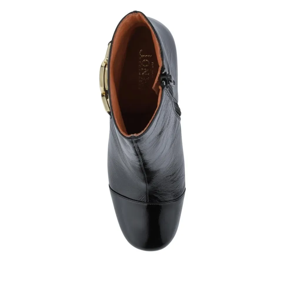 Kamari Leather Zip-Up Ankle Boots - Black Patent
