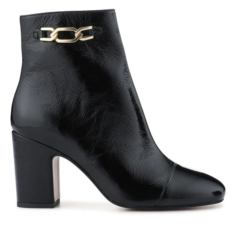 Kamari Leather Zip-Up Ankle Boots - Black Patent