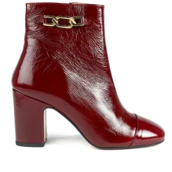 Kamari Leather Zip-Up Ankle Boots - Burgundy Patent