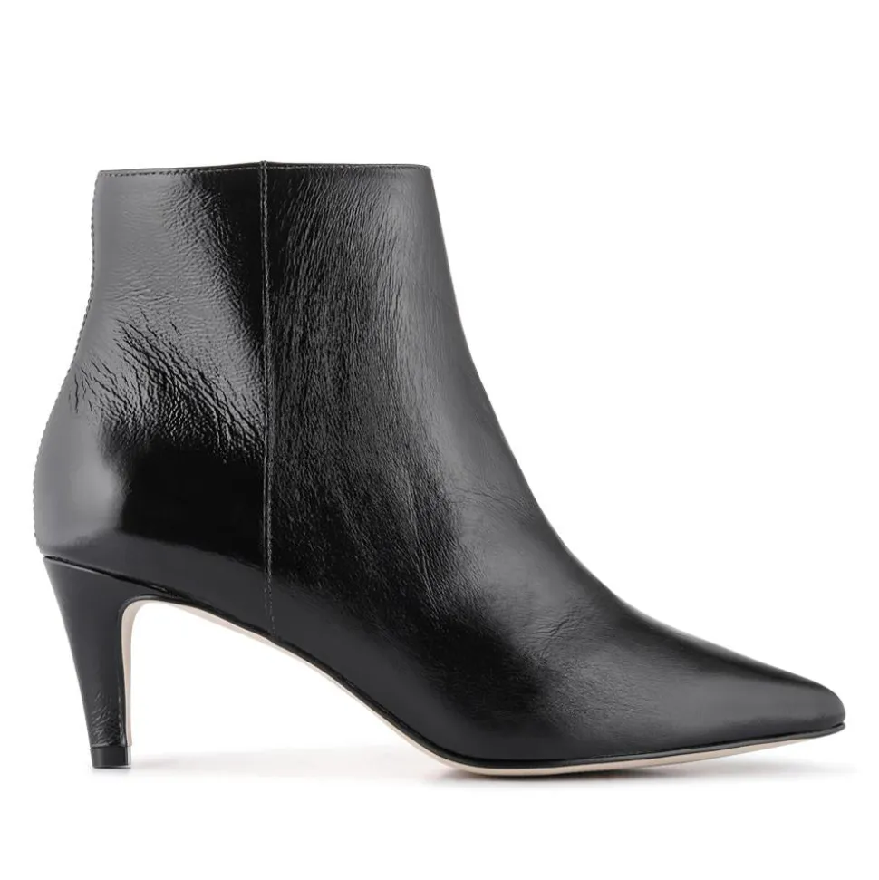 Kamryn Leather Stiletto-Heeled Ankle Boots - Black Patent