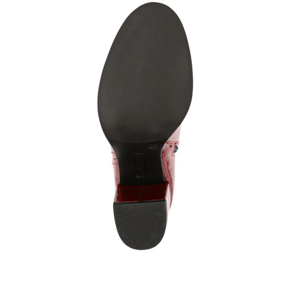 Karlia Leather Ankle Boots - Red Patent