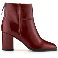 Karlia Leather Ankle Boots - Red Patent