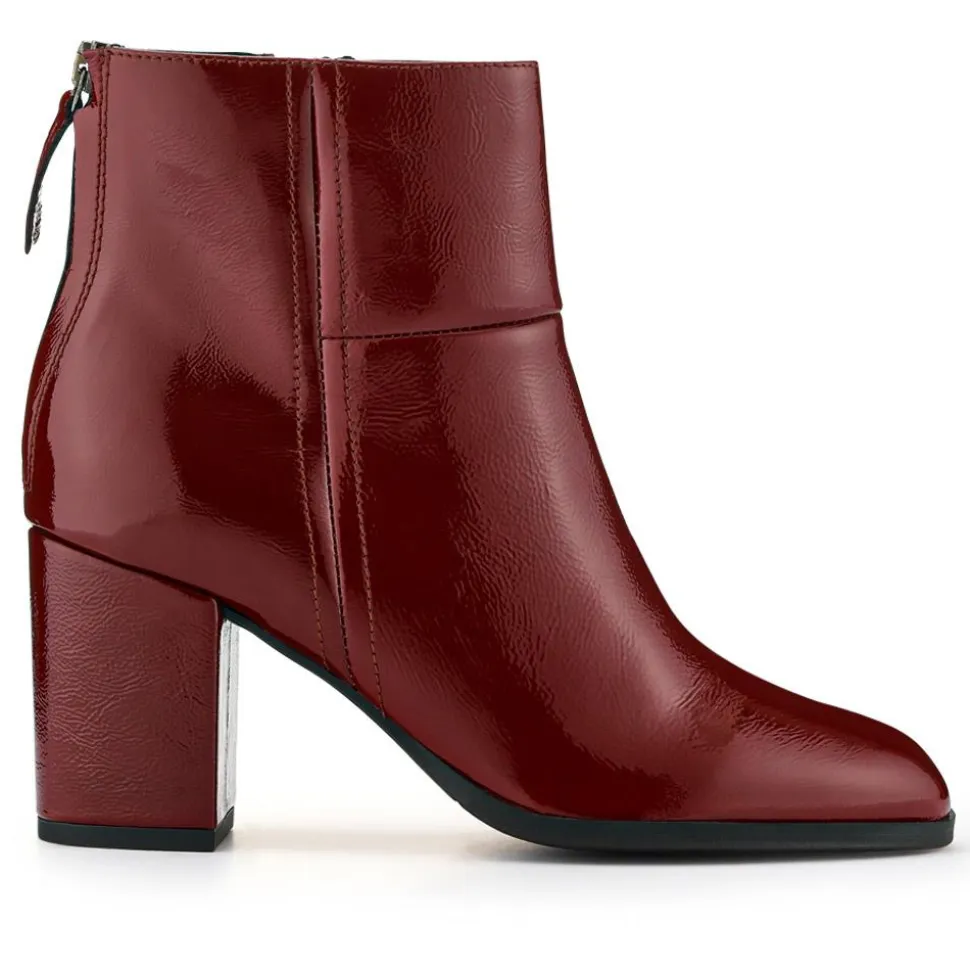 Karlia Leather Ankle Boots - Red Patent