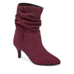 Kathryn Slouch Leather Ankle Boots - Burgundy