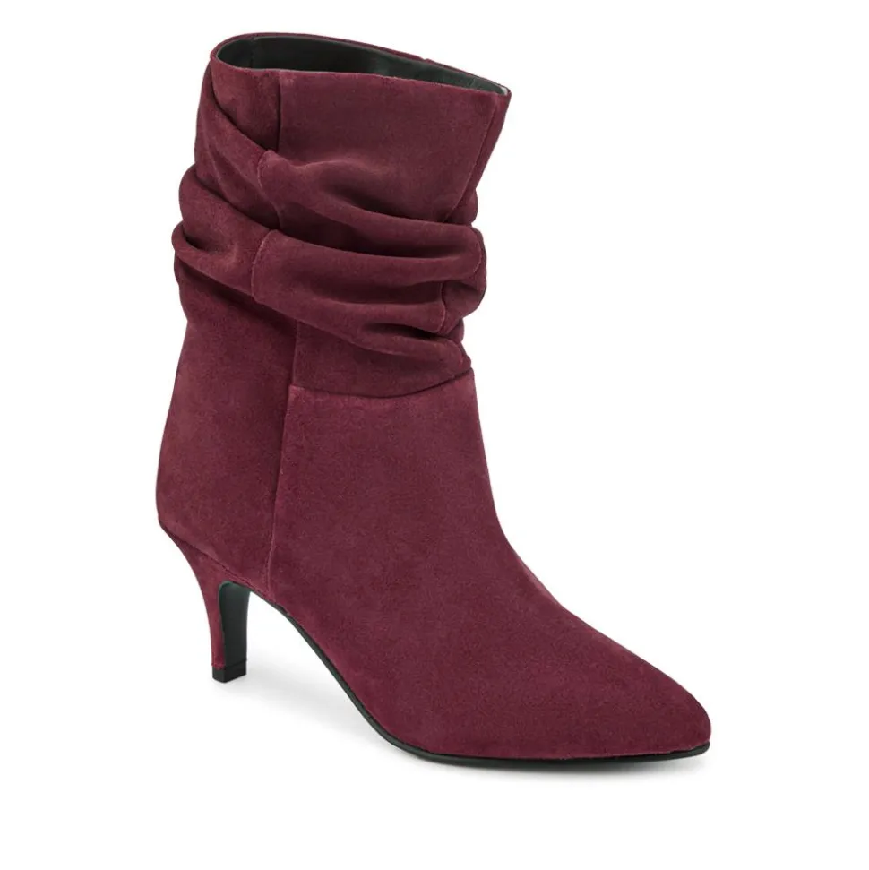 Kathryn Slouch Leather Ankle Boots - Burgundy