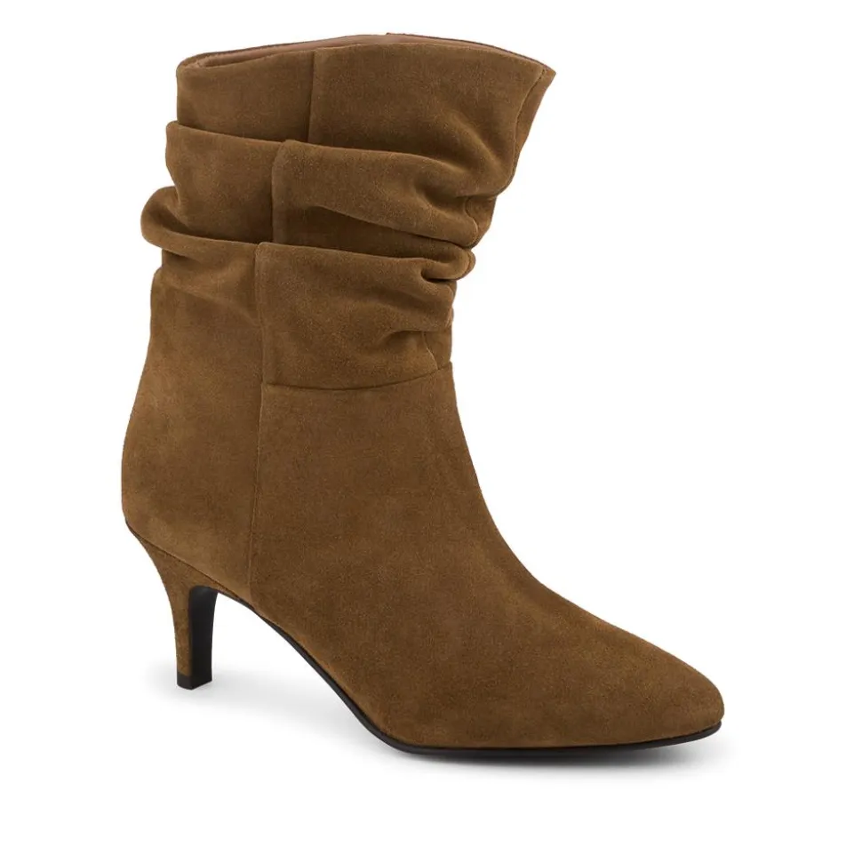 Kathryn Slouch Leather Ankle Boots - Tan Suede