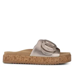 Kirby Gabor Touch Fasten Leather Mule Sandals - Metallic