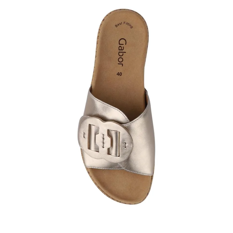 Kirby Gabor Touch Fasten Leather Mule Sandals - Metallic