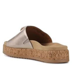 Kirby Gabor Touch Fasten Leather Mule Sandals - Metallic