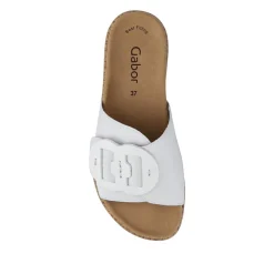 Kirby Gabor Touch Fasten Leather Mule Sandals - White