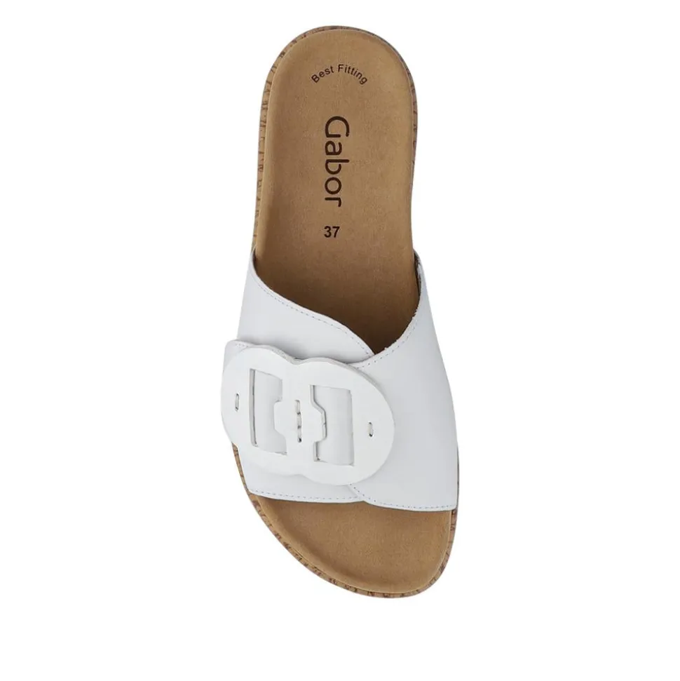 Kirby Gabor Touch Fasten Leather Mule Sandals - White