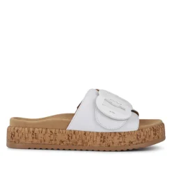 Kirby Gabor Touch Fasten Leather Mule Sandals - White
