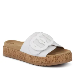 Kirby Gabor Touch Fasten Leather Mule Sandals - White