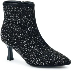 Kitten-Heeled Ankle Boots - Black