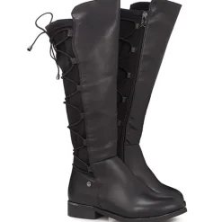Knee High Boot with Stretch Calf Fit - Black