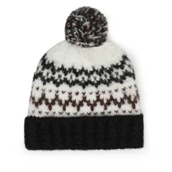 Knitted Bobble Hat - Black Multi