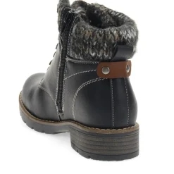 Knitted Cuff Ankle Boots - Black