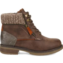 Knitted Cuff Ankle Boots - Chocolate