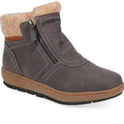 Knitted Cuff Ankle Boots - Grey