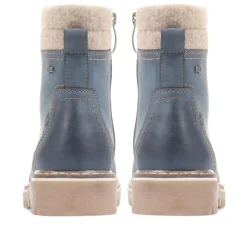 Knitted Cuff Ankle Boots - Navy