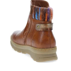 Knitted Cuff Ankle Boots - Tan