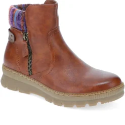 Knitted Cuff Ankle Boots - Tan