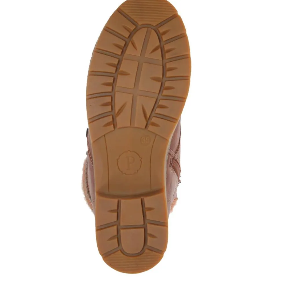 Knitted Cuff Ankle Boots - Tan
