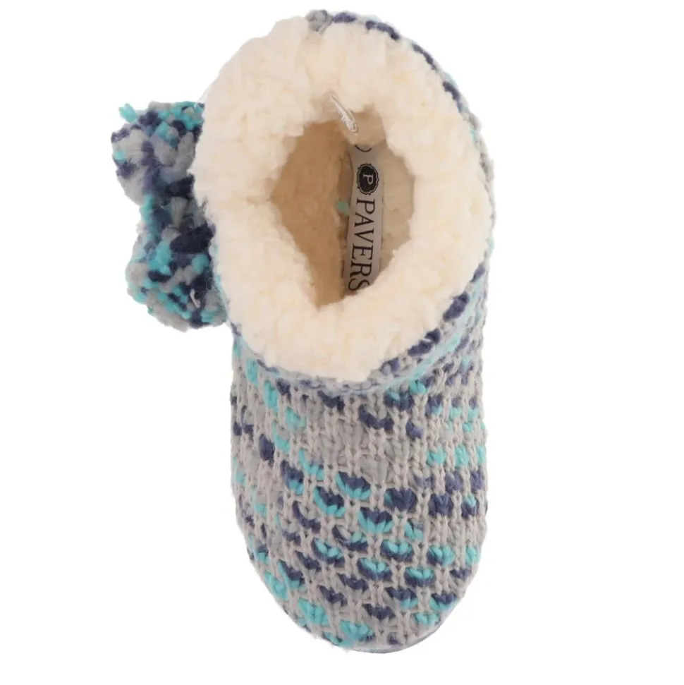 Knitted Faux-Fur-Lined Booties - Grey Multi