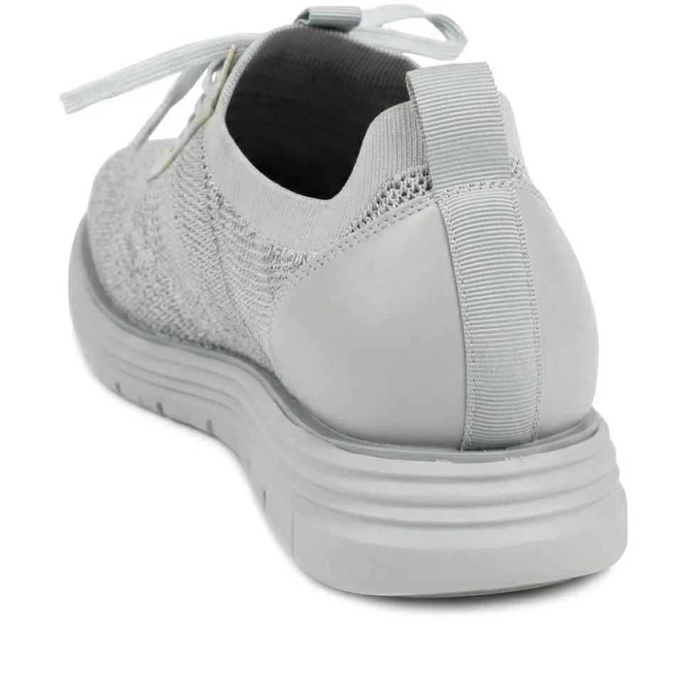 Knitted-Upper Lace-Up Shoes - Grey