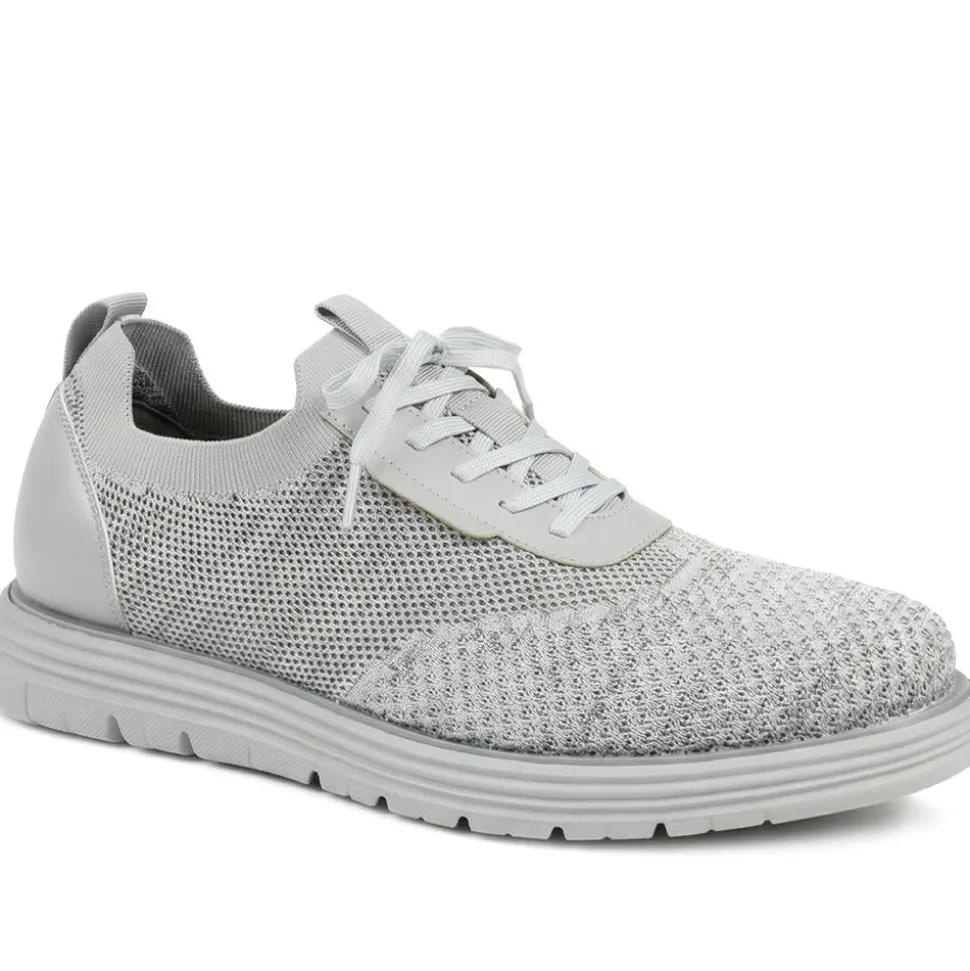Knitted-Upper Lace-Up Shoes - Grey
