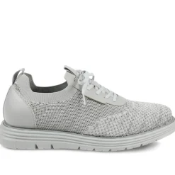 Knitted-Upper Lace-Up Shoes - Grey