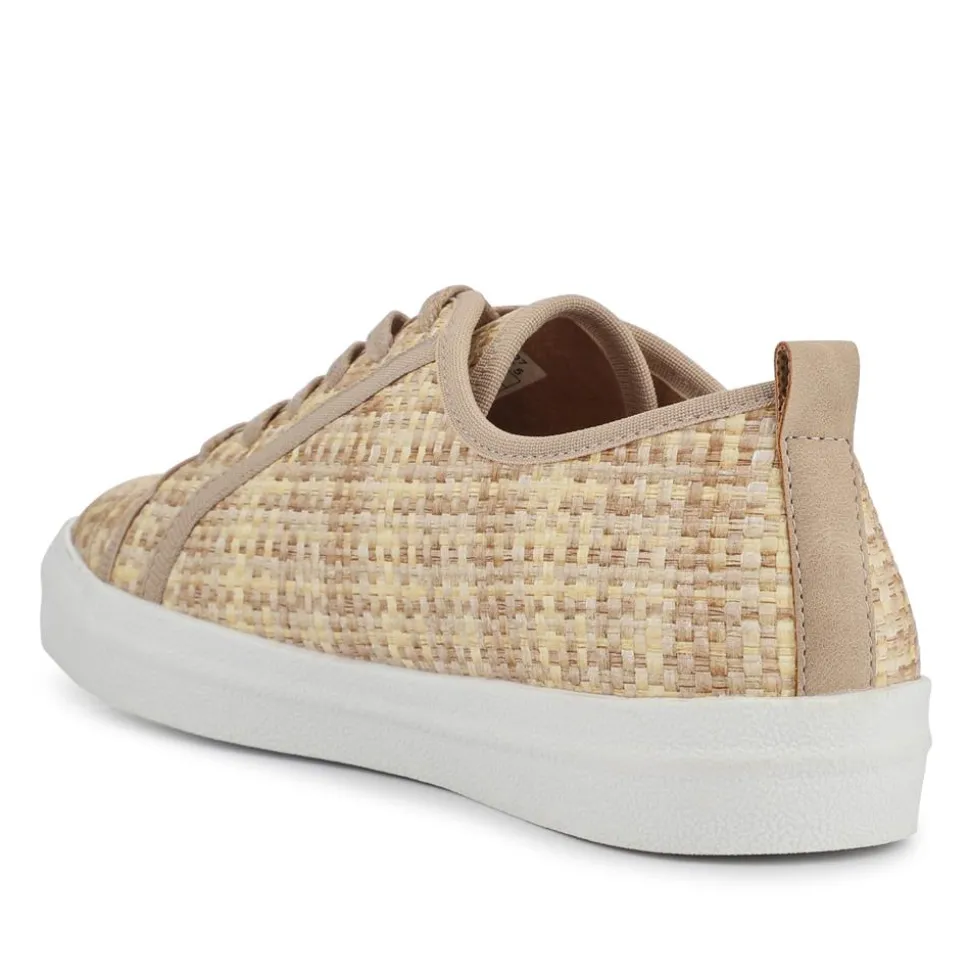 Knitted-Upper Lace-Up Trainers - Beige Multi