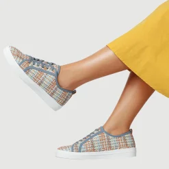 Knitted-Upper Lace-Up Trainers - Orange Multi