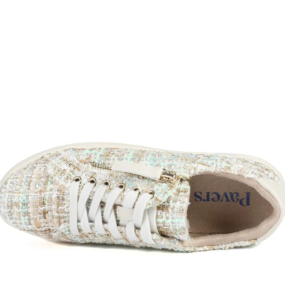 Knitted Zip & Lace Fasten Trainers - Beige Multi